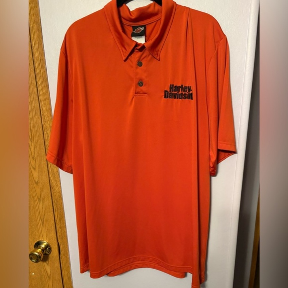 Harley-Davidson Orange Polo Shirt Vibrant Casual Style motorcycle biker